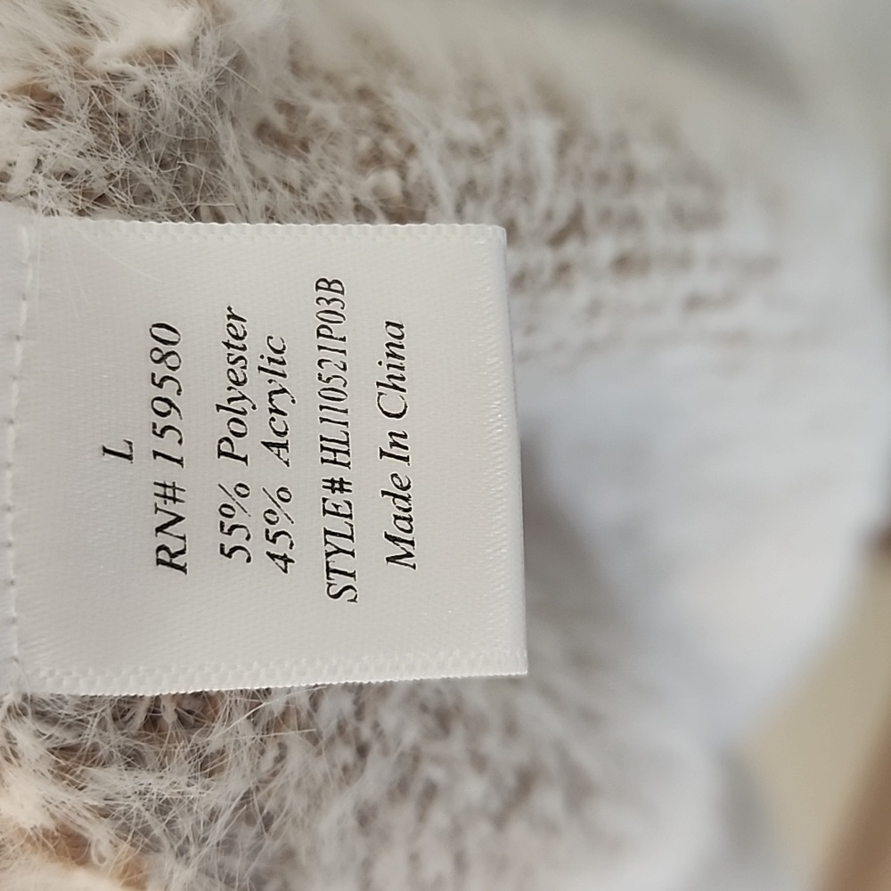 Pink Lily Cream and Brown Fuzzy Herringbone  Cardigan - Picture 3 of 7